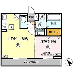 Dーroom N 1LDKの間取図画像