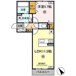 Dーroom N 1LDKの間取図画像