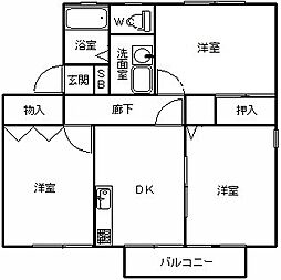 エスポワールカモシダA 3DKの間取図画像