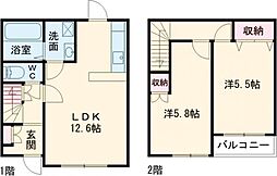 ヴィラ大岩弐番館 2SLDKの間取図画像