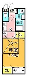 ヒルズ千葉 1Kの間取図画像