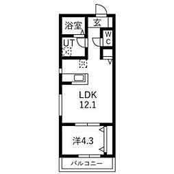 リトリート氷室 1LDKの間取図画像