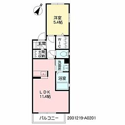 プラム原町 1LDKの間取図画像