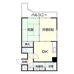 日宝エミール上之園 2DKの間取図画像
