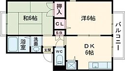 セジュール葵 2DKの間取図画像