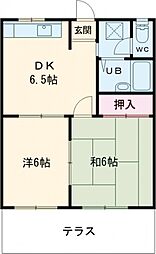 ヴェルデコートヤマザキ 2DKの間取図画像