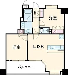 コアマンション辛島公園ゼクシス 2LDKの間取図画像
