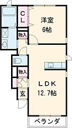 ソラーナ八山田 1LDKの間取図画像