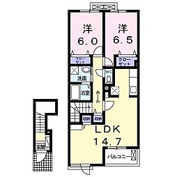 レーヴ1 2LDKの間取図画像