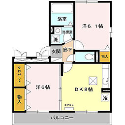 ディアコートオッツ 2DKの間取図画像