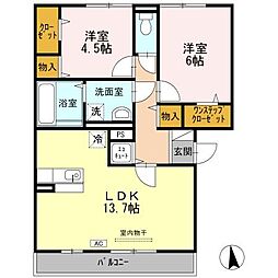 スウィート松本 2LDKの間取図画像