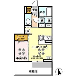 ディアライズ河内 1LDKの間取図画像
