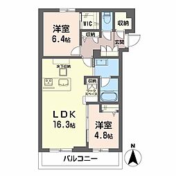 リオリエントスティール 2LDKの間取図画像