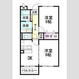 エーデルプラッツ 2DKの間取図画像