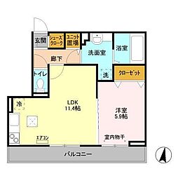 トリアノン 1LDKの間取図画像