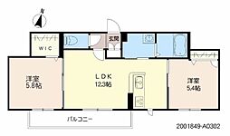 ベレオフチュール 2LDKの間取図画像