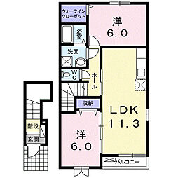 コートオーチャードA 2LDKの間取図画像