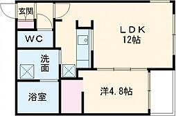 URBAN FLATS千歳(アーバンフラッツチトセ)仮)GA-千歳緑町1丁目MS 1LDKの間取図画像