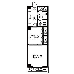レジデンス茂原 2Kの間取図画像