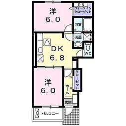 ブルーベリー 2DKの間取図画像