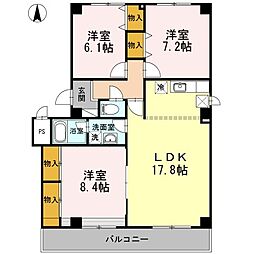畠山マンション 3LDKの間取図画像