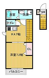 News Row 1Kの間取図画像