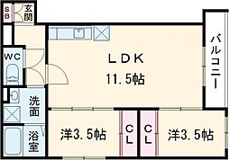 TIO ALBA 2LDKの間取図画像