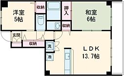 ダイアパレス近江 2LDKの間取図画像
