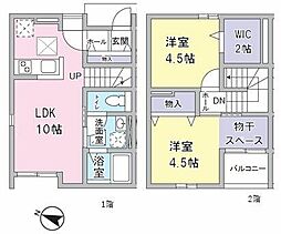 越谷市大沢3丁目アパート 2LDKの間取図画像