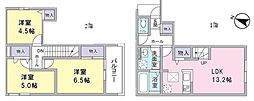 越谷市大沢3丁目アパート 3LDKの間取図画像