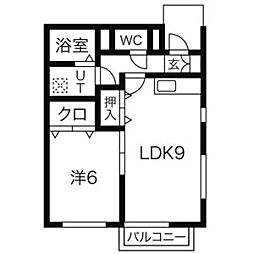 パティオU 1LDKの間取図画像