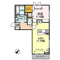 ハイデルB 1LDKの間取図画像