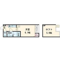 ハーモニーテラス深草東伊達町 ワンルームの間取図画像