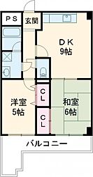 ルミエール星ケ丘 2LDKの間取図画像