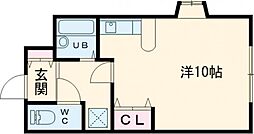 リバーサイド岡田 ワンルームの間取図画像