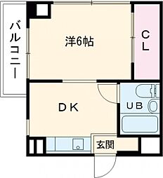 シティ池上 1DKの間取図画像