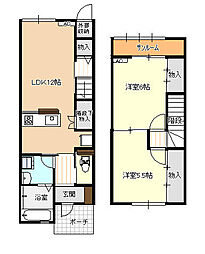 ファイン朝菜町A棟 2LDKの間取図画像