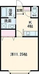 コーポアンナ 1Kの間取図画像