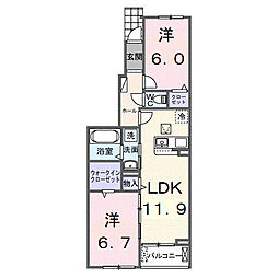 仮称 シエル白岡 I 2LDKの間取図画像