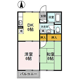 ウエストシティ1 2DKの間取図画像
