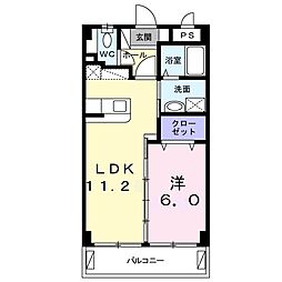 カルムヴィラいさおし 1LDKの間取図画像