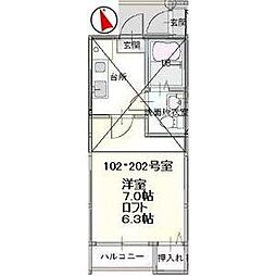 インターラーケンKS 1Kの間取図画像