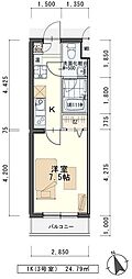プラセール高橋 1Kの間取図画像