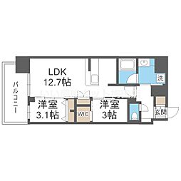 コンフォリア・リブ東梅田 2LDKの間取図画像