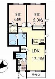 シャーメゾン童子山 2LDKの間取図画像
