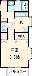 山都フラッツA 1Kの間取図画像