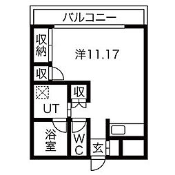 ルネス・パディー ワンルームの間取図画像