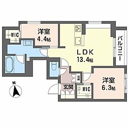 ノーブル新寺 2LDKの間取図画像