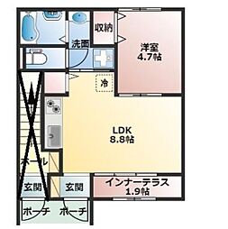 グランフェリス 1LDKの間取図画像