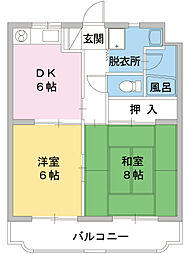 ウェストフィールド2 2DKの間取図画像